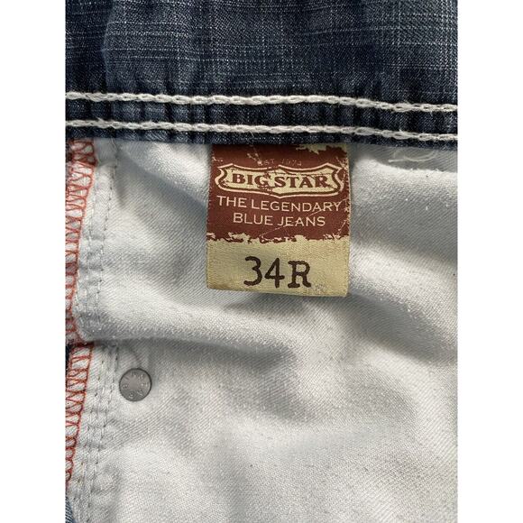 Big Star Mens Blue Denim Jeans Pioneer Regular Bootcut Size 34R Actual 34 X 30 - Picture 6 of 12
